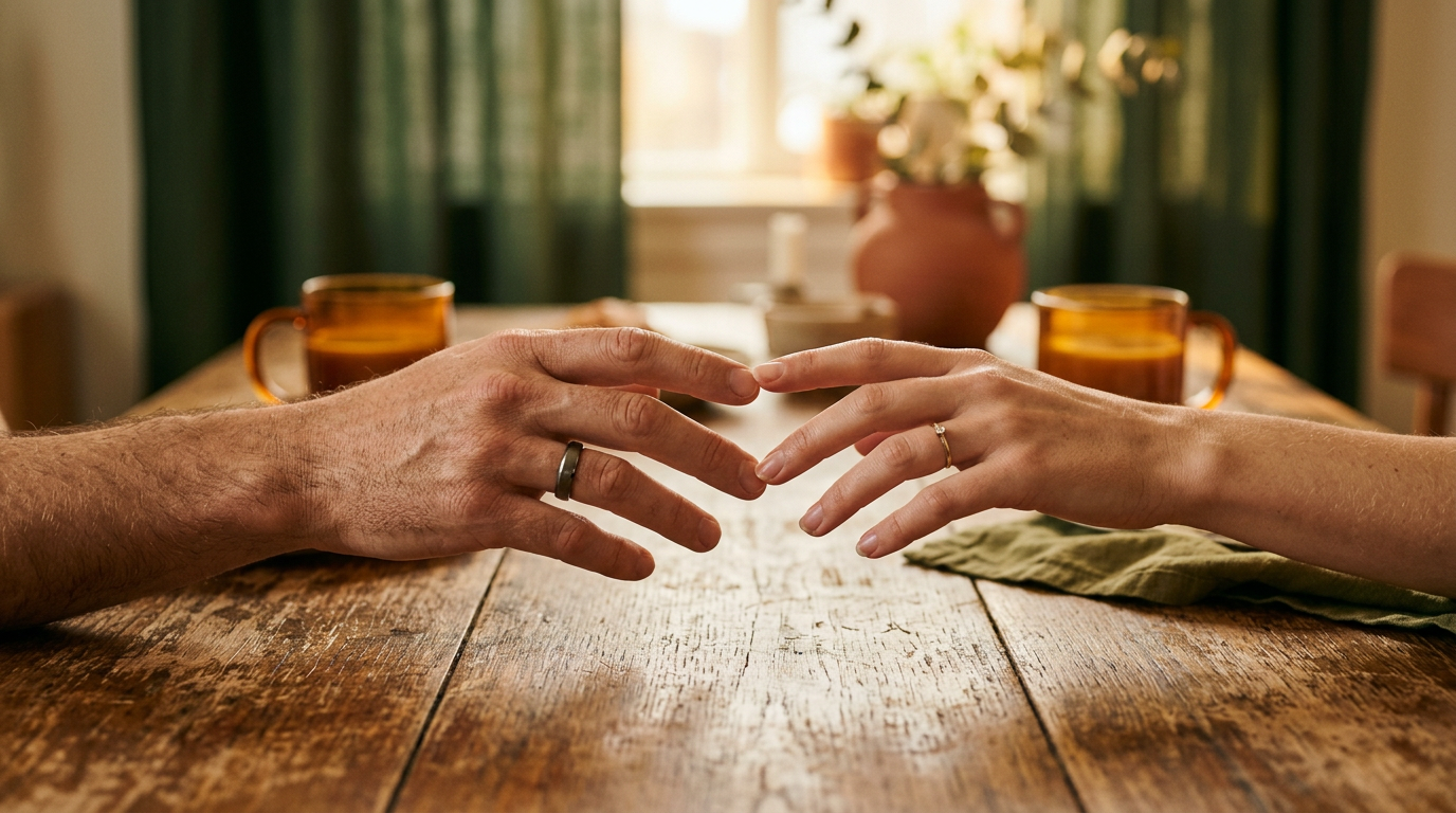 Frau atmet tief durch und versucht, in einer stressigen Familiensituation ruhig zu bleiben