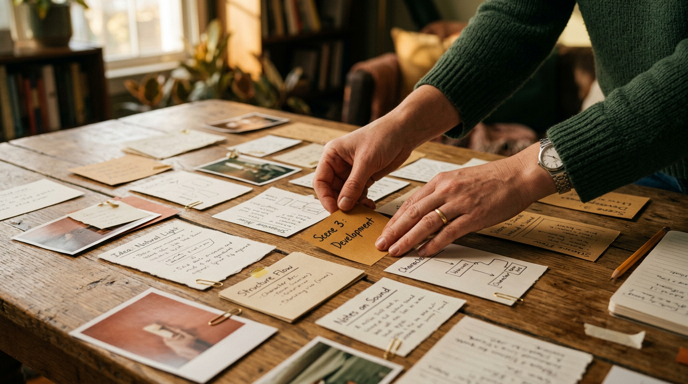Familie beim Brainstorming mit Visionboard