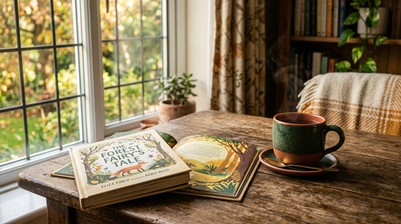 Patchworkfamilie bei einem gemeinsamen Spaziergang im herbstlichen Wald
